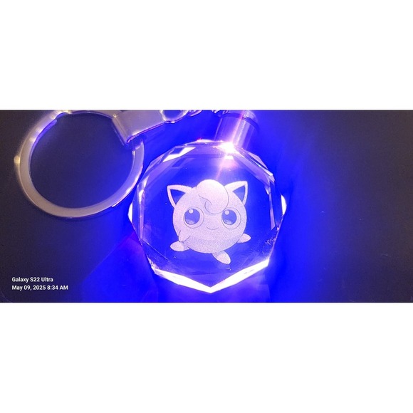 Pokemon Jigglypuff Keychain Crystal LED Light Up Keyring Anime Gift - Picture 4 of 5